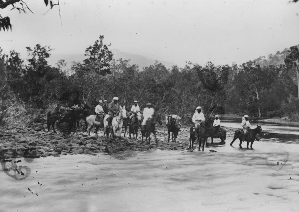 StateLibQld_1_151175_Expedition_party_crossing_a_river_in_Queensland,_ca._1865